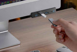 USB Hub 3.0 Aluminum 4-Port USB Adapter with 3 USB-A Data Ports for Monitors Desks - Black