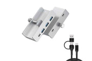 USB Hub 3.0 Aluminum 4-Port USB Adapter with 3 USB-A Data Ports for Monitors Desks - Silver