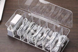 Cable Organizer Storage Box Desktop Power Cord Organizer with 7 Compartments for Office