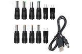 USB to DC 5V Charging Cable Power Cord 5.5x2.1mm with 11 Interchangeable Connectors