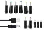 USB to DC 5V Charging Cable Power Cord 5.5x2.1mm with 11 Interchangeable Connectors