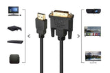 HDMI to DVI-D 24+1 Pin Digital Cable Lead for HDTV PS3 PS4 Switch 360 TV - 1.5m