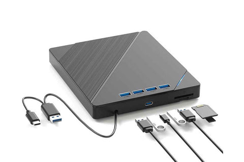 7 in 1 External CD DVD Drive USB 3.0 Burner Writer with Card Reader for Laptop