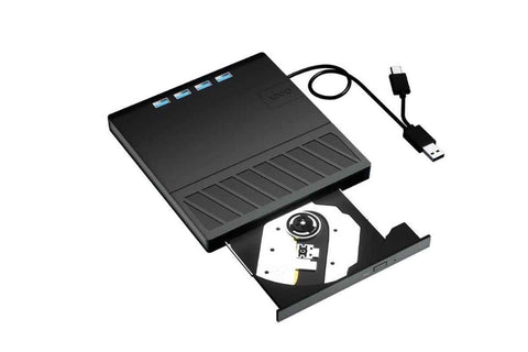 USB 3.0 & Type-C External DVD Drive with 7-in-1 Function - CD/DVD Burner & Card Reader for Laptop