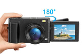 4K Digital Camera for Outdoor Photography With 32GB TF Card 180 Degree Flip Screen 16X Zoom 48MP Autofocus