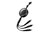 3 In 2 Retractable Multi Charging Cable Retracted USB C Cell Phone Charger