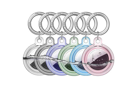 Set of 6Pcs Airtag Case Cover Anti-lost Keychain Ring Protective Case for Apple Airtag Holder TPU Protective Cover Airtag Accessories