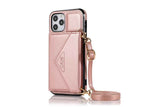 PU Leather Crossbody Phone Case Cover Wallet Card Holder for iPhone 13 Series -Rose Gold /iPhone13 Pro 6.1