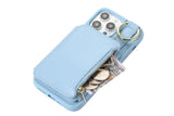 PU Leather Phone Case Wallet Purse for iPhone 14 Series -Blue /iPhone 14 Pro Max