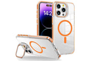 For iPhone 16 Series Phone Case with Stand Full Body Case -Orange /iPhone 16 Pro