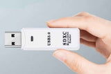 2 In 1 USB 3.0 Card Memory Reader High Speed SD SDHC SDXC Micro Writer Adapter - White