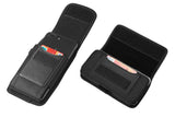 2Pcs Universal Black Oxford Cloth Phone Waist Pouch with Belt Clip and Card Holder Compatible with Most Smartphones - M