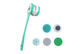 Electric Body Brush for Back with 5 Interchangeable Heads Long Handle for Spa Shower - Green