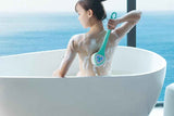 Electric Body Brush for Back with 5 Interchangeable Heads Long Handle for Spa Shower - Green