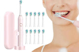 22000 VPM Electric Toothbrush for Adults with 10 Brush Heads and 6 Modes Toothbrush Sets - Pink
