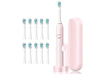 22000 VPM Electric Toothbrush for Adults with 10 Brush Heads and 6 Modes Toothbrush Sets - Pink