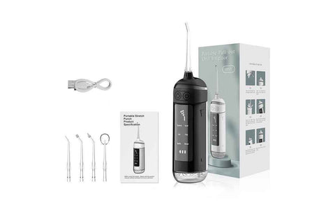 Water Dental Flosser Teeth Portable Cordless Oral Irrigator 180ML Rechargeable Travel Irrigation Cleaner IPX7 Waterproof Electric Flossing Machine - Black