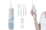 Cordless Portable Electric Water Flosser Teeth Cleaner Floss Irrigator With 4 Jet Tips - White
