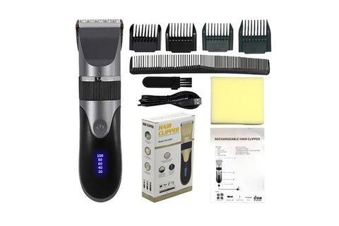 Hair Clippers for Men Professional Cordless Barber Clippers Cutting Mens Hair Trimmer with 4 Guards Mens Cutting Kit -Grey