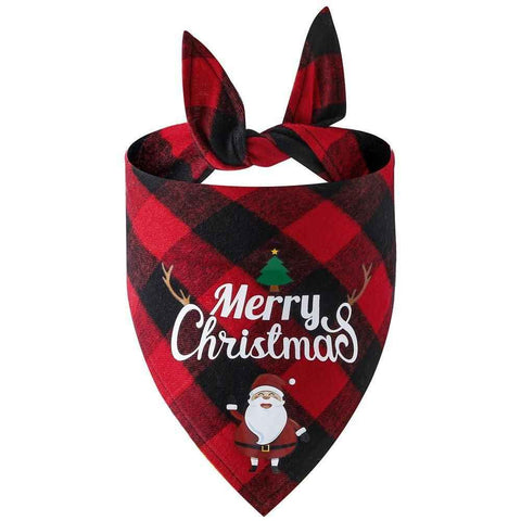 Christmas Pet Triangle Scarf Dog Bandana Pet Wearable Accessories Red Grid - Santa Claus