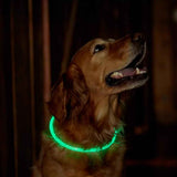 Light-Up Pet Dog Collars USB Rechargeable Pet Collar Adjustable Size Pet Collar Green - S