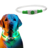 Light-Up Pet Dog Collars USB Rechargeable Pet Collar Adjustable Size Pet Collar Green - L