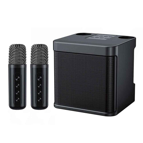 Portable Karaoke Machine with 2 Wireless Microphones Portable Bluetooth Speaker for Family Party Singing Black