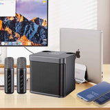 Portable Karaoke Machine with 2 Wireless Microphones Portable Bluetooth Speaker for Family Party Singing Black