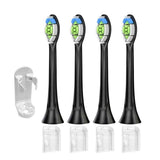 4Pcs Electric Toothbrush Replacement Heads Compatible with Philips HX3/HX6/HX9 Series Black