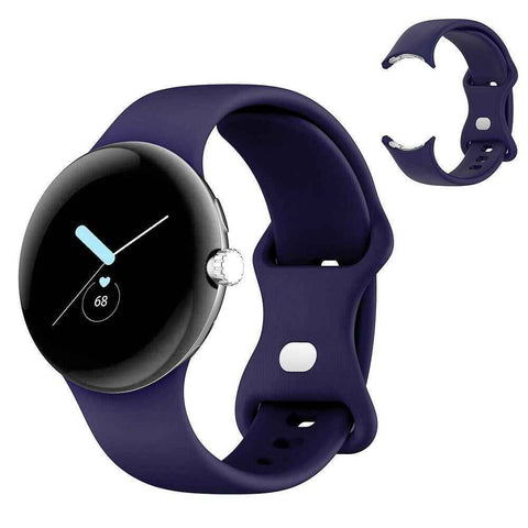 For Google Pixel Watch 1 / 2 Soft Replacement Strap Silicone Sport Watch Band Blue - L
