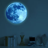 30X30CM Glow in The Dark Stars and Moon for Ceiling Decorations Glow Wall Stickers -Green