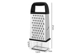 Box Grater with Container Stainless Steel Coarse Fine Slicer Non Slip Base