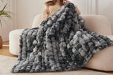 Bubble Tie Dye Throw Blanket Soft Cozy Microfiber Lightweight Warm -Dark Grey S