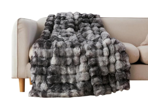 Bubble Tie Dye Throw Blanket Soft Cozy Microfiber Lightweight Warm -Dark Grey M
