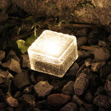 Solar LED Ice Cube Floor Tile Ground Lamp Lawn Lamp -White