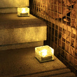 Solar LED Ice Cube Floor Tile Ground Lamp Lawn Lamp -White