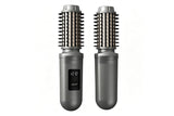 2 in 1 Cordless Hair Straightener Brush Curling Iron with LCD Display-Grey
