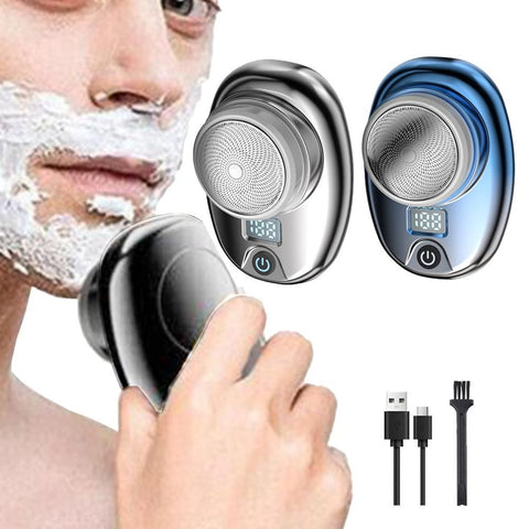 2pcs Mini Shaver Portable Electric Shaver Upgrade Rechargeable Pocket Razor for Men -Blue and Silver