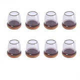 16pcs Silicone Chair Leg Floor Protectors Furniture Leg Feet Cup for Hardwood Floors with Wrapped Felt -Round transparent