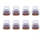 16pcs Silicone Chair Leg Floor Protectors Furniture Leg Feet Cup for Hardwood Floors with Wrapped Felt -Square transparent