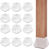 16pcs Silicone Chair Leg Floor Protectors Furniture Leg Feet Cup for Hardwood Floors with Wrapped Felt -Square transparent