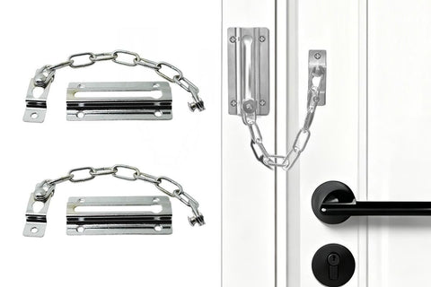 2Pcs Door Security Chain Lock Door Chain Lock with 12 Screws for Wood Door-Silver