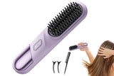Cordless Hair Straightener Brush Mini Hot Comb for Women Anti-Scald Protection -Black