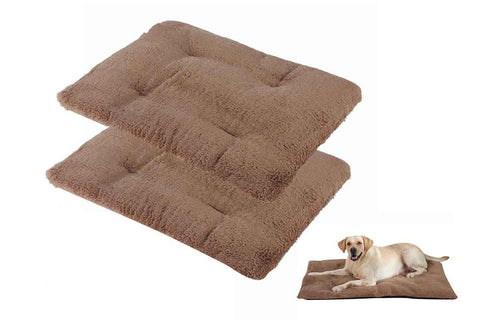 2Pcs Pet Blanket Self-Heating Bed Pad Cat Dog Self-Warming Cushion-Khaki S