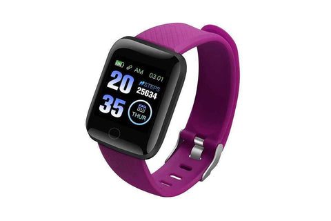 116plus Waterproof Smart Watch Sports Fitness Trackaer with Heart Rate Monitor for Men and Women-Purple In Australia - Darrahopens