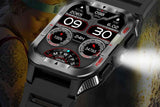 Smart Watches for Men Fitness Tracker with Call Function 100+ Sport Modes Flashlight-Black In Australia - Darrahopens