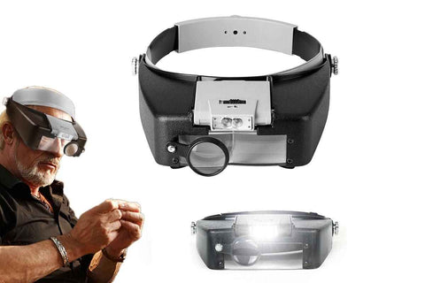 Head Mount Magnifying Glasses With LED Light For Jewelry Arts Crafts And Close Work-Gray In Australia - Darrahopens