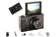 5K Digital Camera 18X Zoom Flip Screen Shoot Camera 64GB Memory Card-Black In Australia - Darrahopens