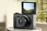 5K Digital Camera 18X Zoom Flip Screen Shoot Camera 64GB Memory Card-Black In Australia - Darrahopens