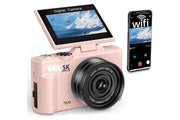 5K Digital Camera with 180-degree Flip Screen Vlogging Camera for YouTube -Pink In Australia - Darrahopens
